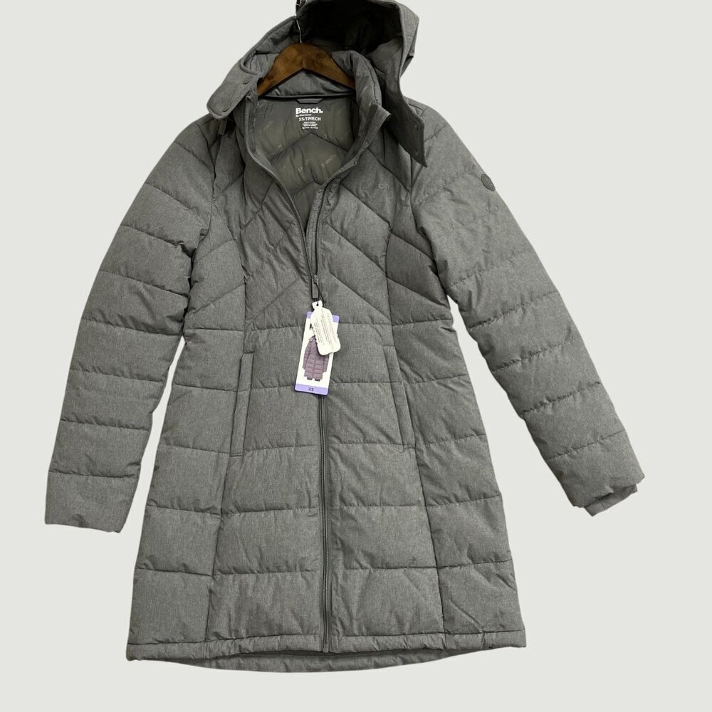 Bench Women's XS Hooded Puffer Coat Gray Full Zip Polyester Jck21